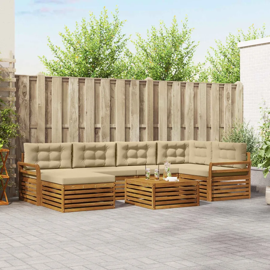 Ensemble de canapés d'extérieur 7 pcs Naturel et Beige