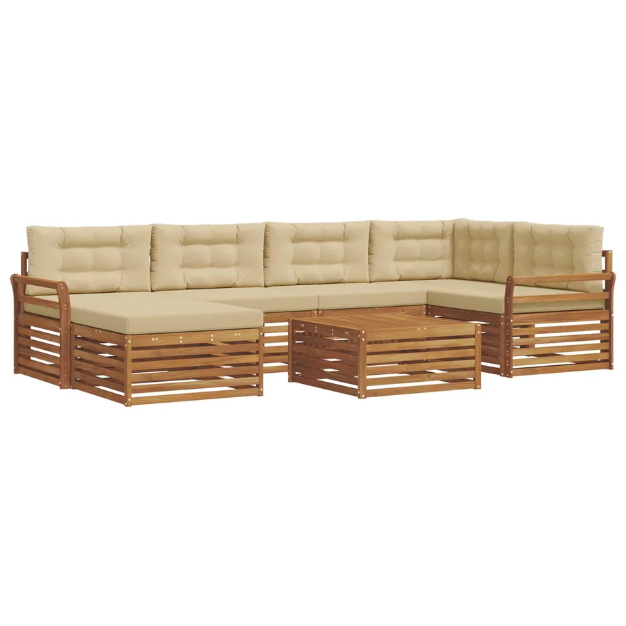 Ensemble de canapés d'extérieur 7 pcs Naturel et Beige - 2