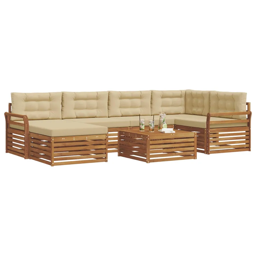 Ensemble de canapés d'extérieur 7 pcs Naturel et Beige - 3