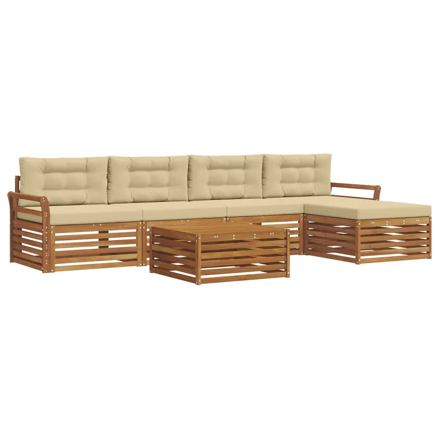 Ensemble de canapés d'extérieur 6 pcs Naturel et Beige - 2
