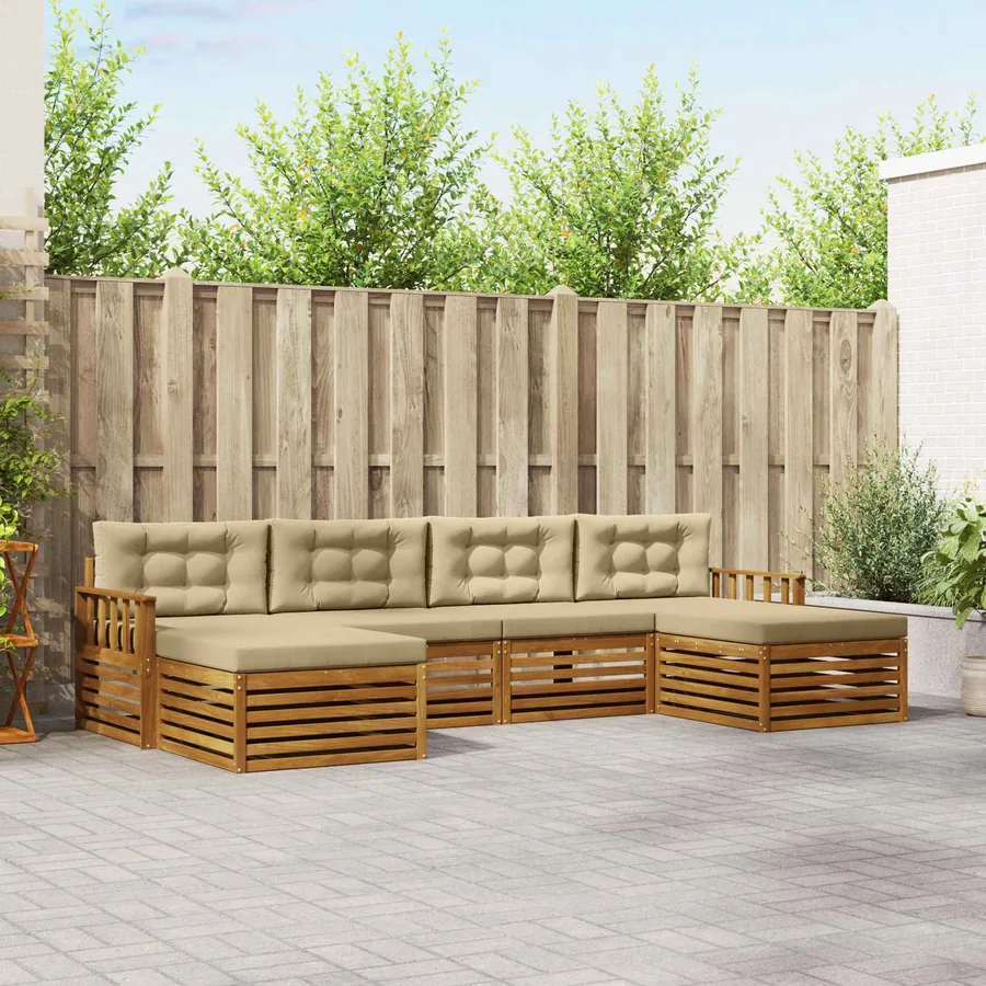 Ensembles de canapés avec coussin 6 pcs Naturel et Beige