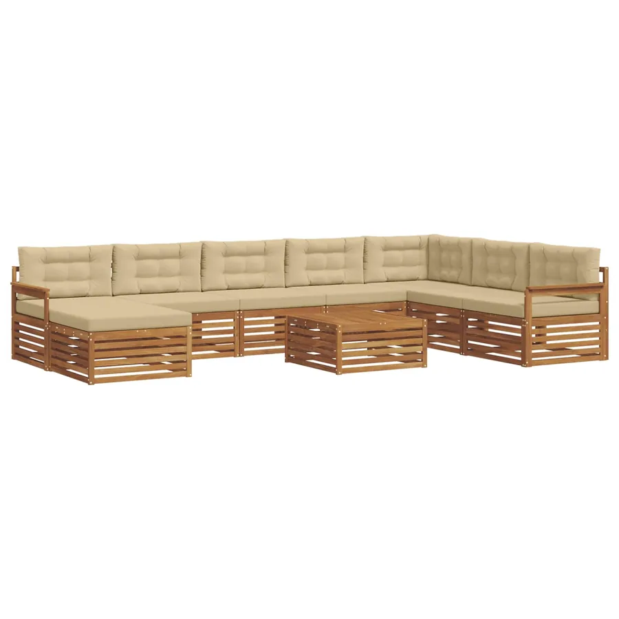 Ensemble de canapés d'extérieur 9 pcs Naturel et Beige - 2
