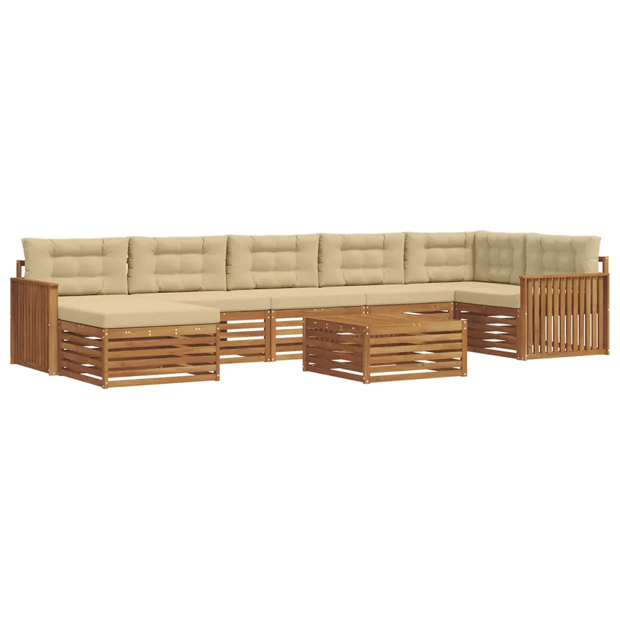 Ensemble de canapés d'extérieur 8 pcs Naturel et Beige - 2