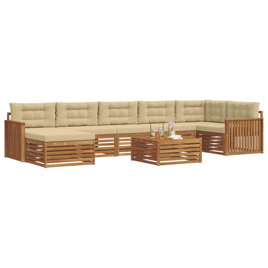 Ensemble de canapés d'extérieur 8 pcs Naturel et Beige - 3