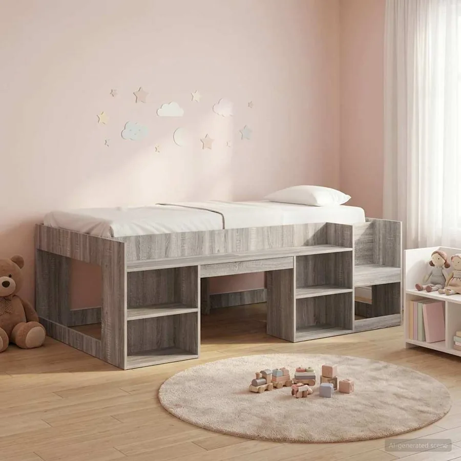 Cadre de lit pour enfants avec rangement Sonoma gris