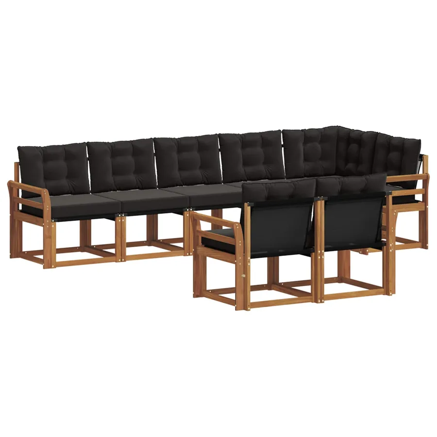 Ensemble de canapés d'extérieur 8 pcs Naturel et Noir - 2