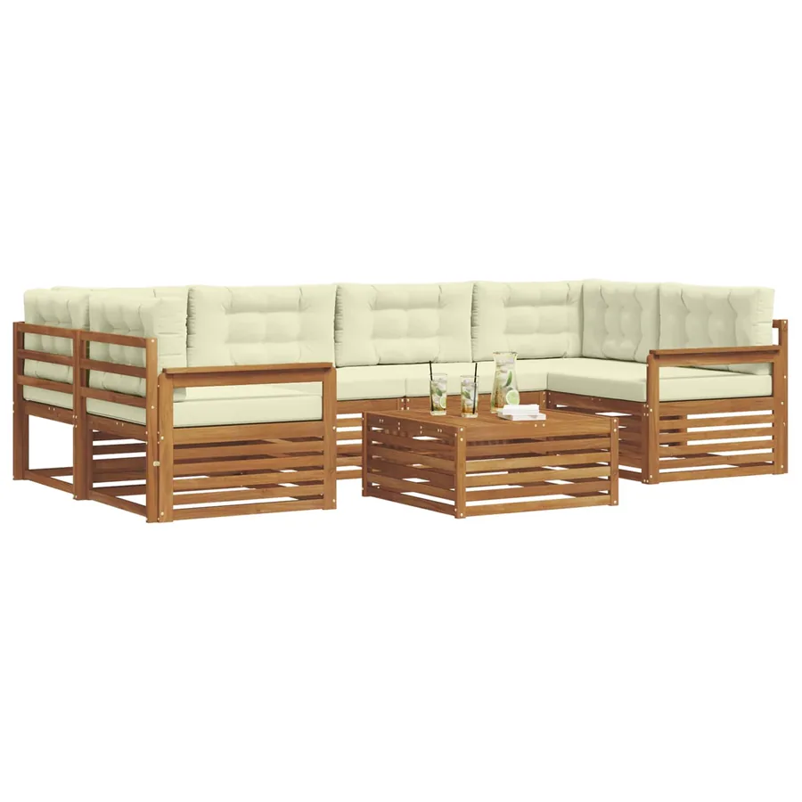Ensemble de canapés d'extérieur 7 pcs Naturel et Crème - 3