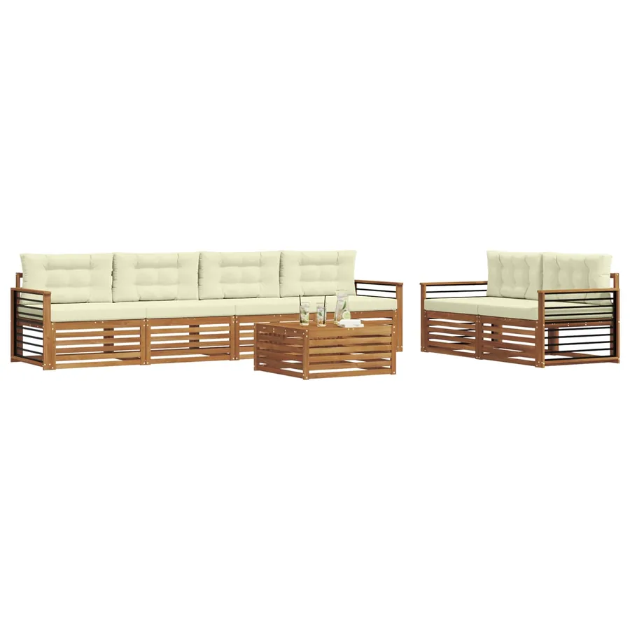 Ensemble de canapés d'extérieur 7 pcs Naturel et Crème - 3