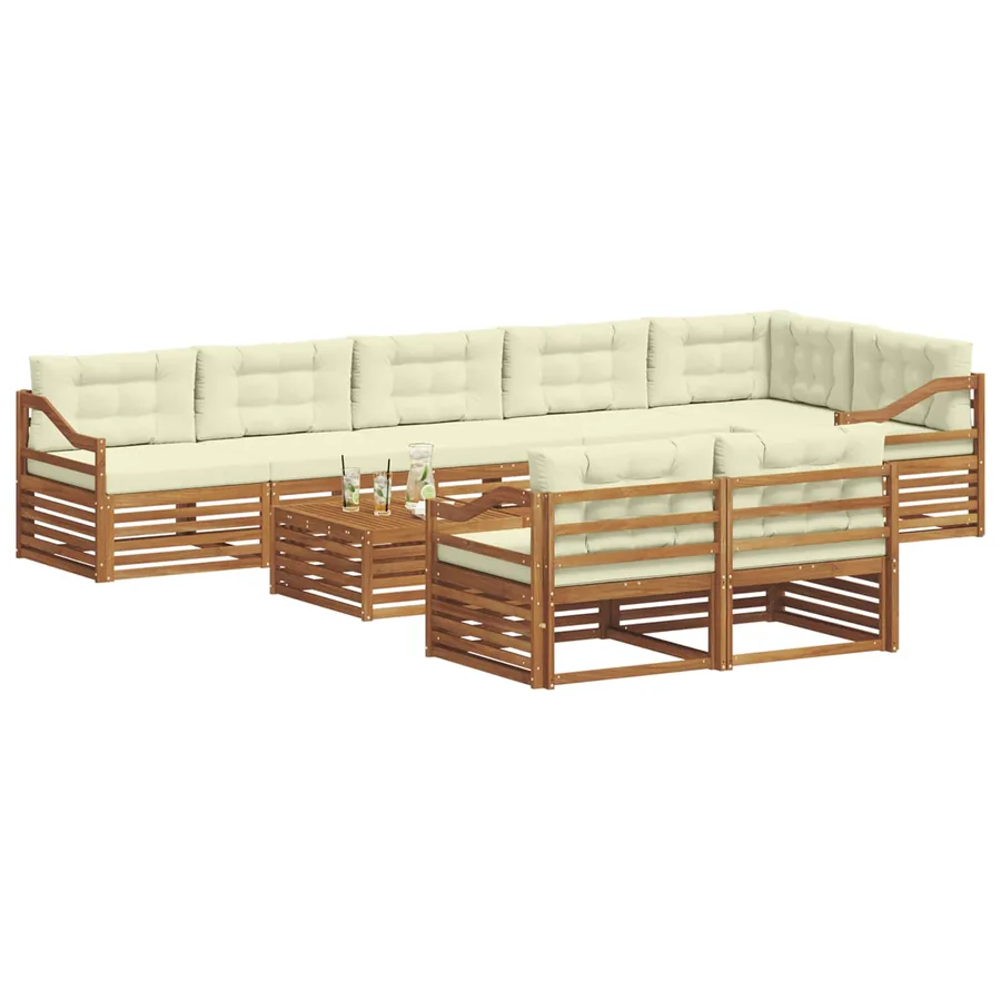 Ensemble de canapés d'extérieur 9 pcs Naturel et Crème - 3