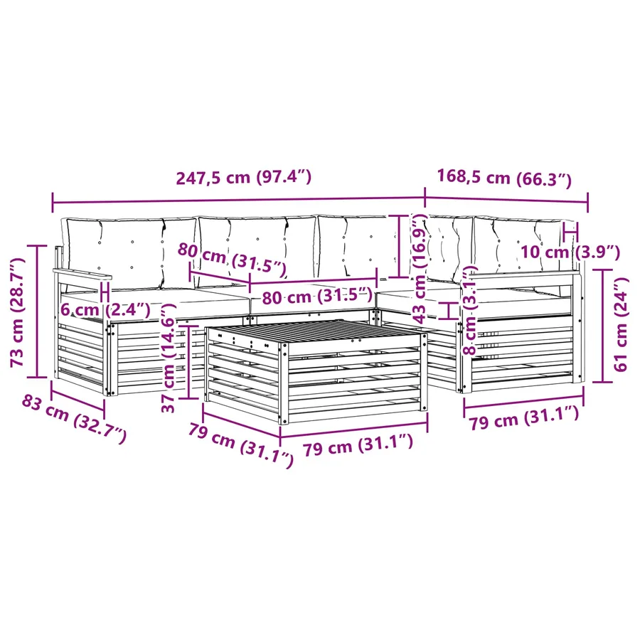 Ensemble de canapés d'extérieur 5 pcs Naturel et Crème - 10