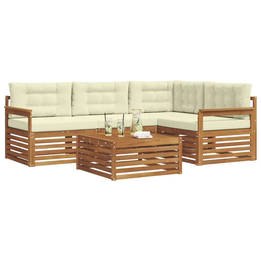 Ensemble de canapés d'extérieur 5 pcs Naturel et Crème - 3