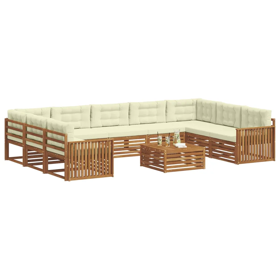 Ensemble de canapés d'extérieur 10 pcs Naturel et Crème - 3
