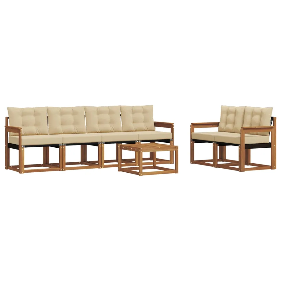 Ensemble de canapés d'extérieur 7 pcs Naturel et Beige - 2