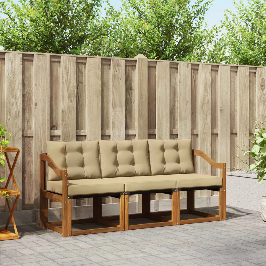Ensemble de canapés d'extérieur 3 pcs Naturel et Beige