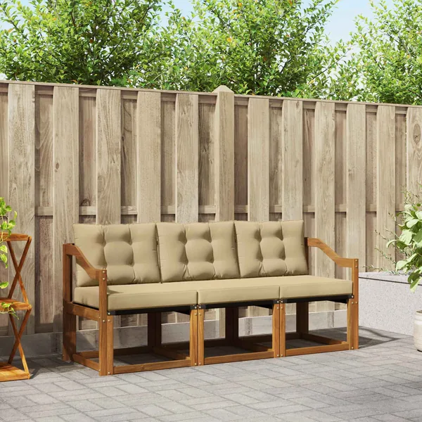 Ensemble de canapés d'extérieur 3 pcs Naturel et Beige
