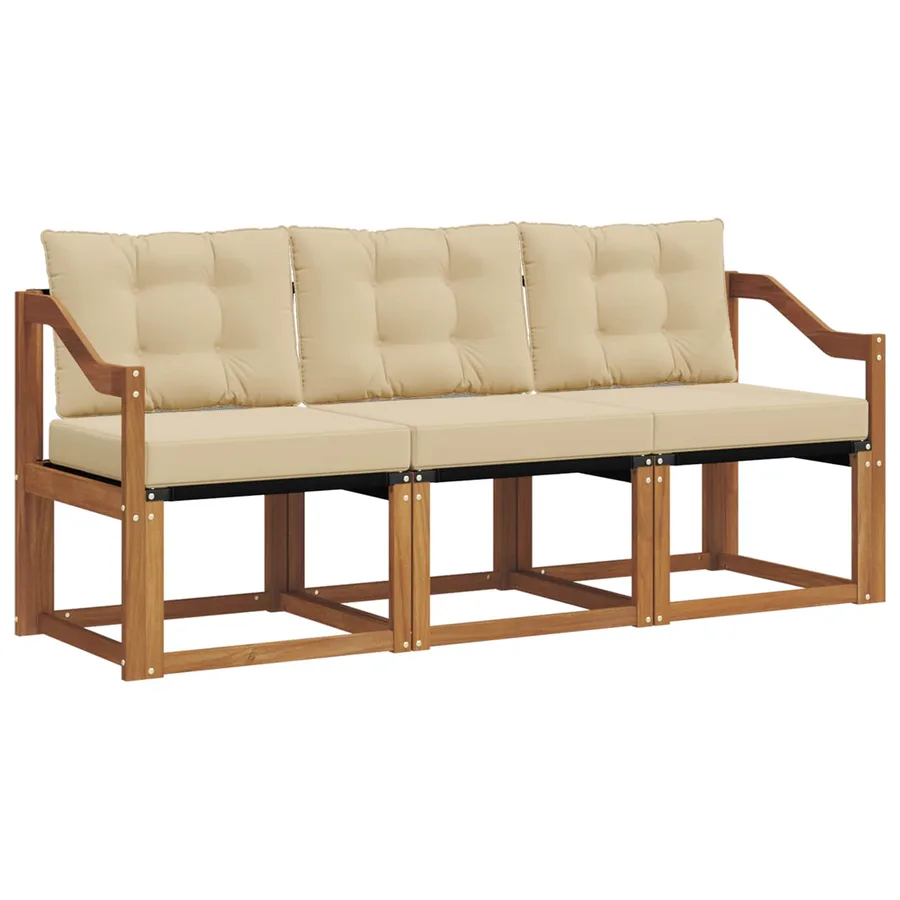 Ensemble de canapés d'extérieur 3 pcs Naturel et Beige - 2