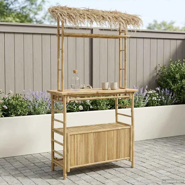 Table de bar extérieure Naturel 110 x 50 x 209 cm Bambou