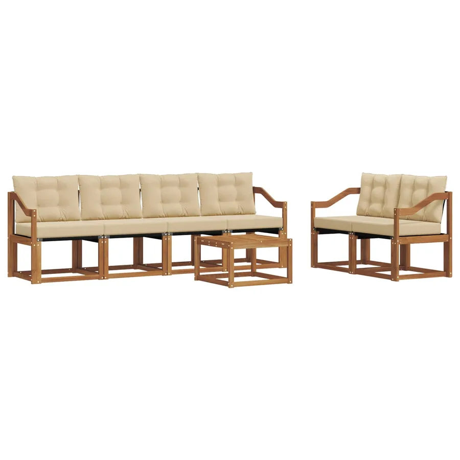 Ensemble de canapés d'extérieur 7 pcs Naturel et Beige - 2