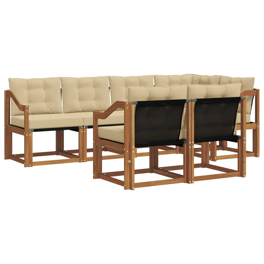Ensemble de canapés d'extérieur 7 pcs Naturel et Beige - 2