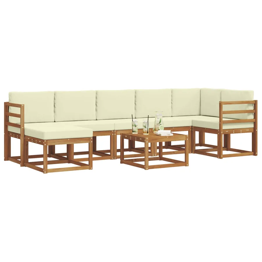 Ensemble de canapés d'extérieur 8 pcs Naturel et Crème - 3