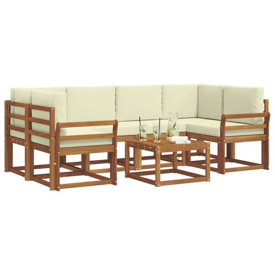 Ensemble de canapés d'extérieur 7 pcs Naturel et Crème - 3