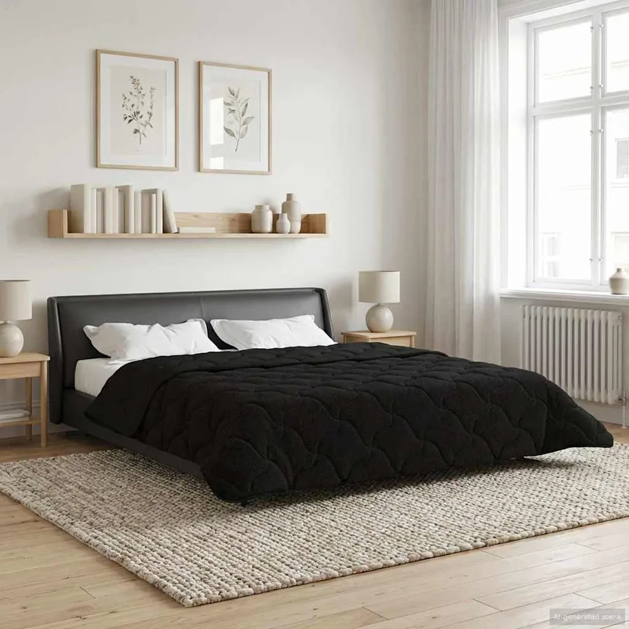 Duvet d'hiver Noir 220 x 240 cm Microfibre et polaire Teddy - 4