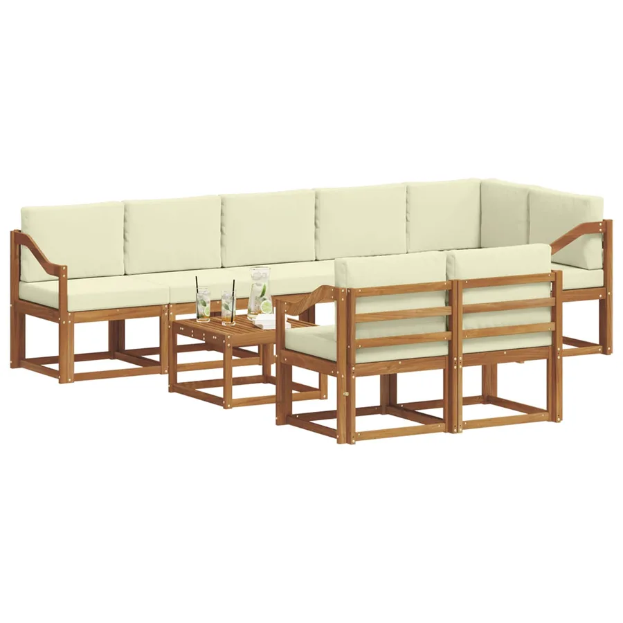 Ensemble de canapés d'extérieur 9 pcs Naturel et Crème - 3