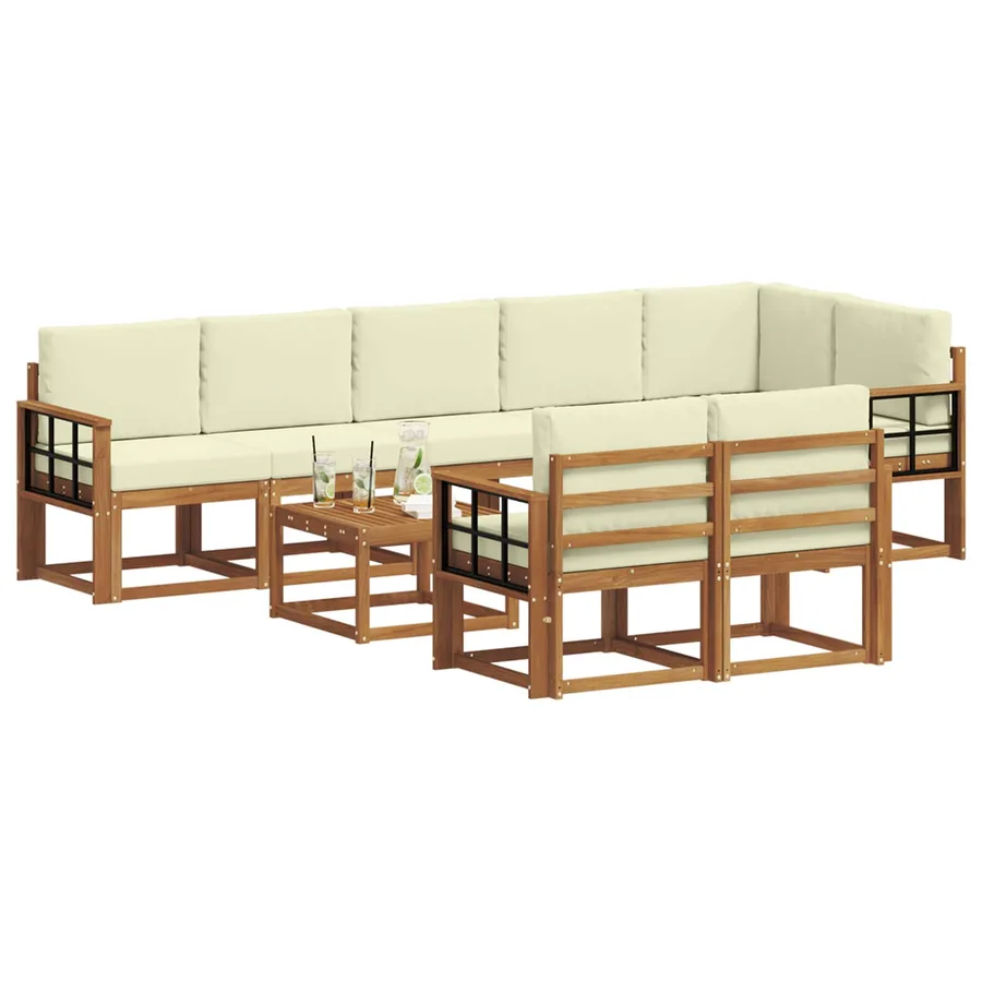 Ensemble de canapés d'extérieur 9 pcs Naturel et Crème - 3