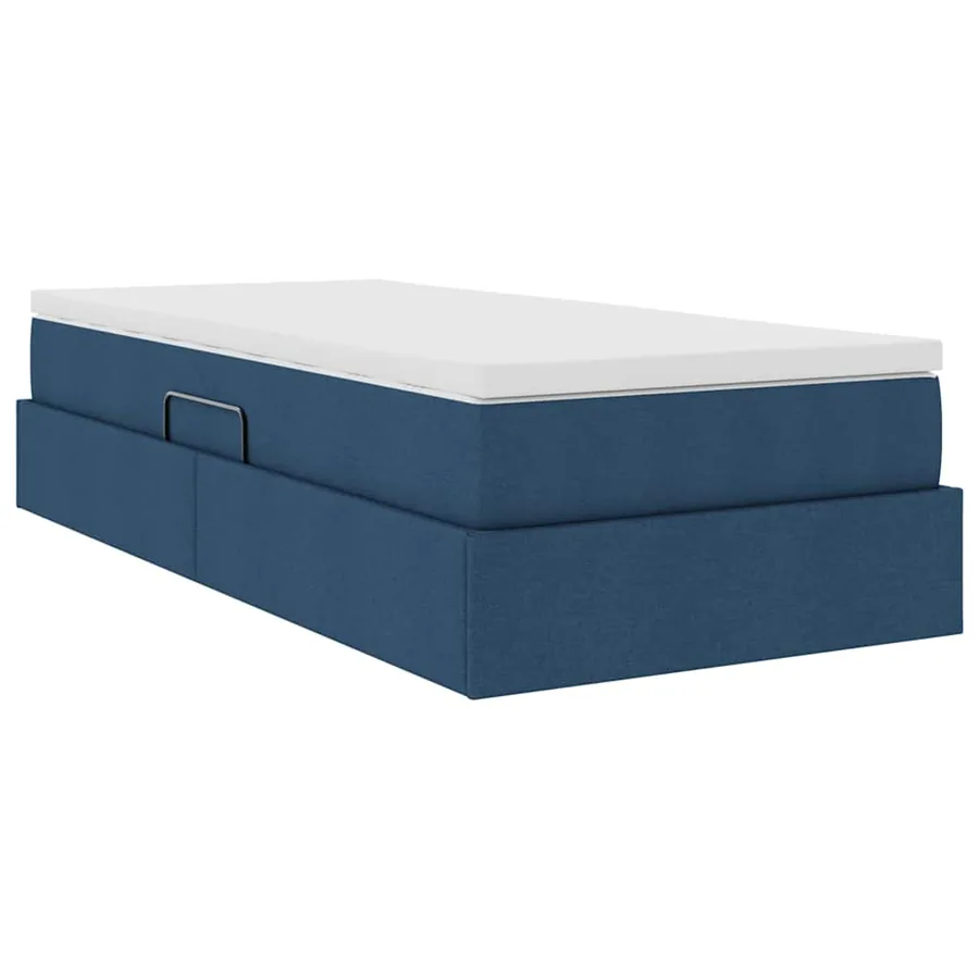 Lit avec rangement et matelas Bleu 100 x 200 cm Polyester - 8