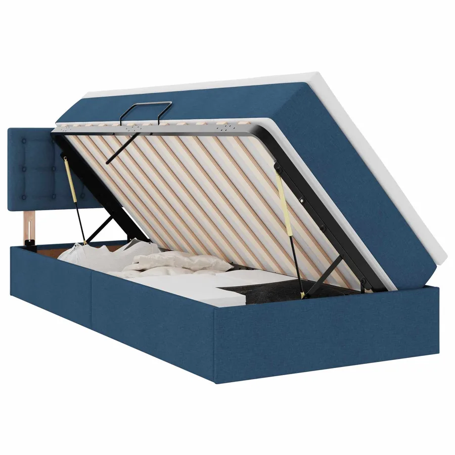 Lit de rangement LED avec matelas Bleu 100 x 200 cm Tissu - 2
