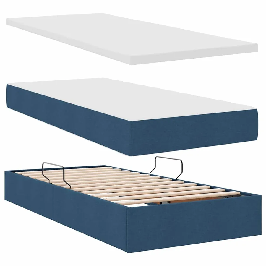 Lit de rangement LED avec matelas Bleu 100 x 200 cm Tissu - 9