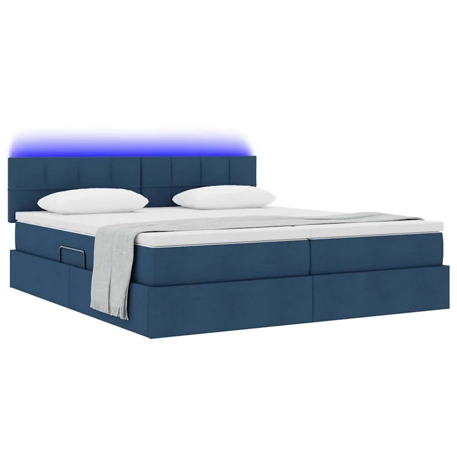 Lit de rangement LED avec matelas Bleu 200 x 200 cm Tissu - 3