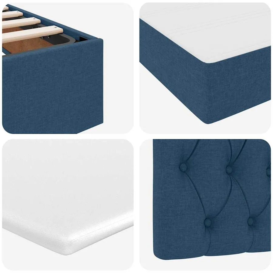 Lit de Rangement Bleu 200 x 200 cm Cuir synthétique - 13