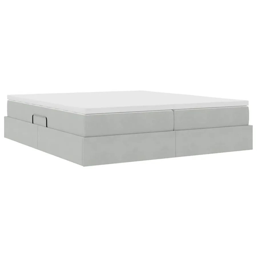 Lit avec rangement et matelas Gris clair 180 x 200 cm Velours - 10