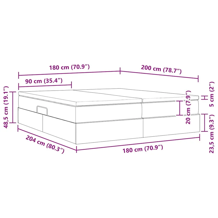 Lit avec rangement et matelas Gris clair 180 x 200 cm Velours - 13