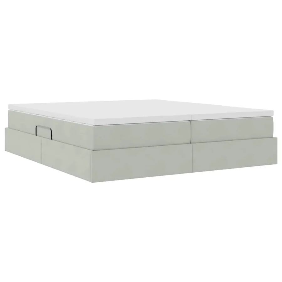 Lit avec rangement et matelas Gris clair 180 x 200 cm Velours - 5