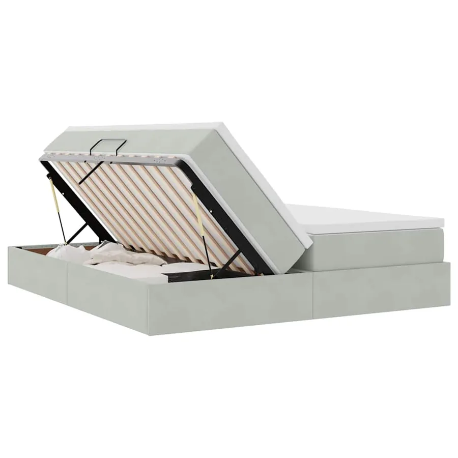 Lit avec rangement et matelas Gris clair 180 x 200 cm Velours - 7