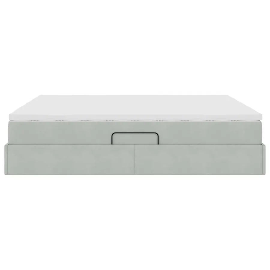 Lit avec rangement et matelas Gris clair 180 x 200 cm Velours - 9