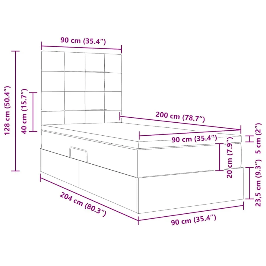 Lit avec rangement et matelas Gris clair 90 x 200 cm Velours - 16