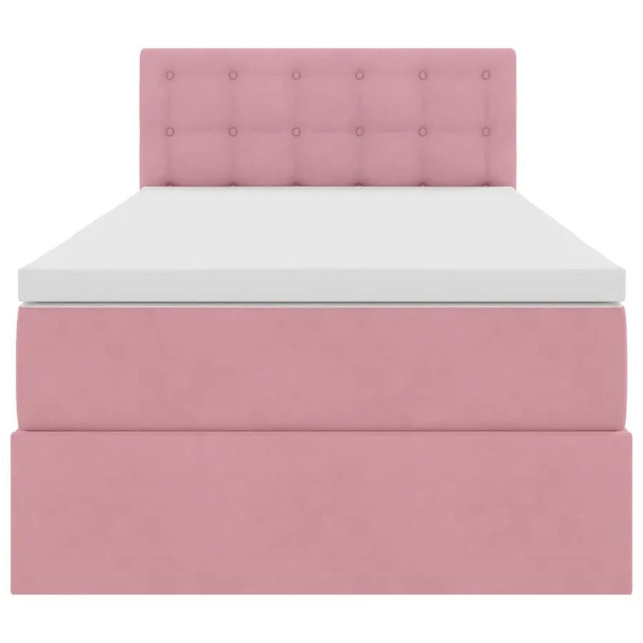 Lit de Rangement avec matelas Rose 90 x 190 cm Velours - 7