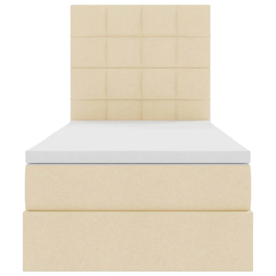 Lit avec rangement et matelas Crème 90 x 190 cm tissu - 7
