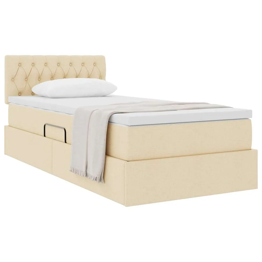 Lit avec rangement et matelas avec matelas Crème 90 x 190 cm - 3