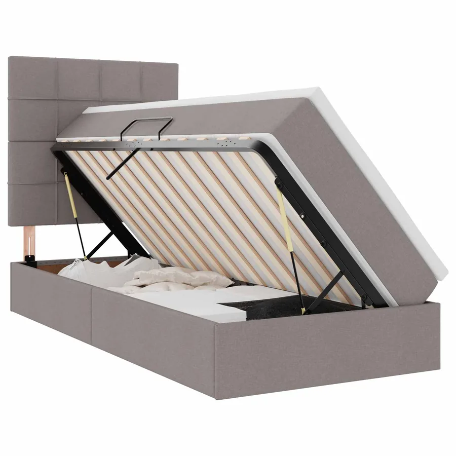Lit de rangement LED avec matelas Taupe 90 x 190 cm Tissu - 2
