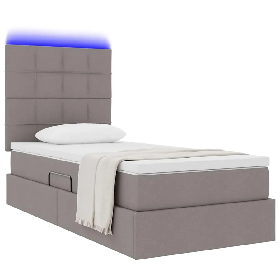 Lit de rangement LED avec matelas Taupe 90 x 190 cm Tissu - 3