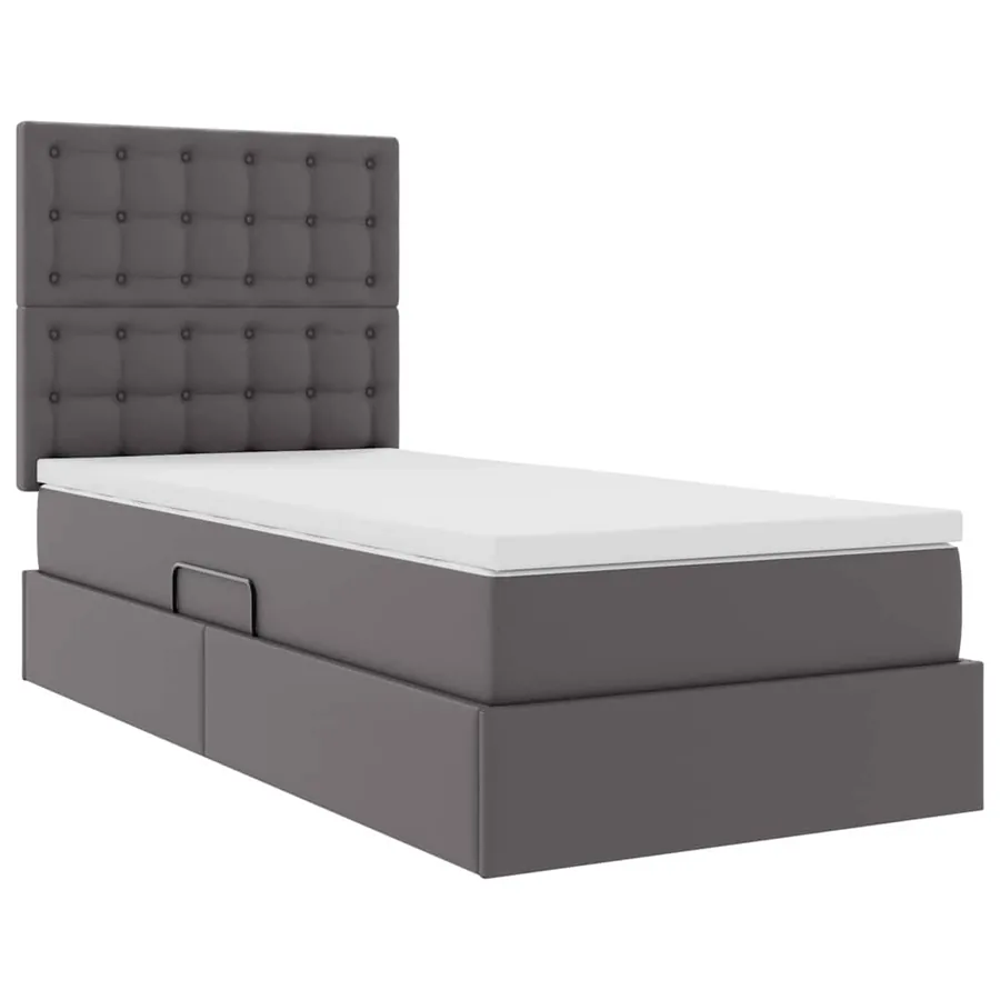 Lit de Rangement Gris 100 x 200 cm Cuir synthétique - 5