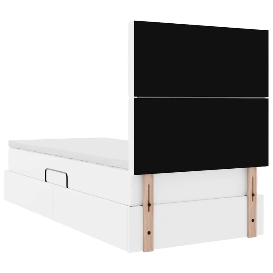Lit avec rangement et LED Blanc pur 90 x 190 cm Simili cuir - 12