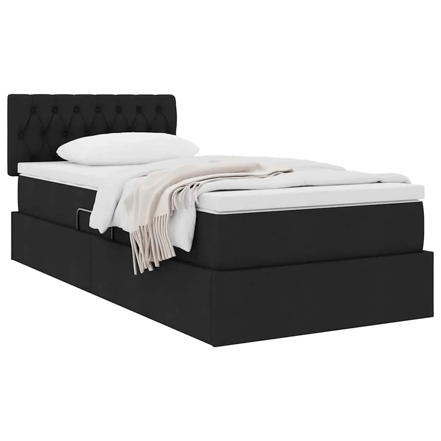 Lit avec rangement et matelas avec tête de lit Noir 90 x 190 cm - 3