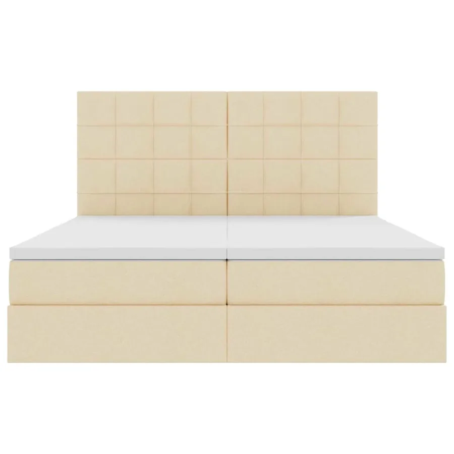 Lit de rangement LED avec matelas Crème 200 x 200 cm Tissu - 11