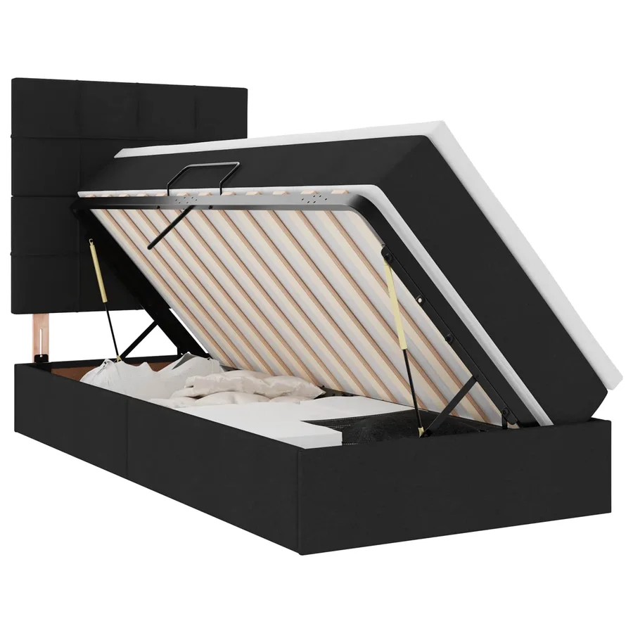 Lit de rangement LED avec matelas Noir 100 x 200 cm Tissu - 2
