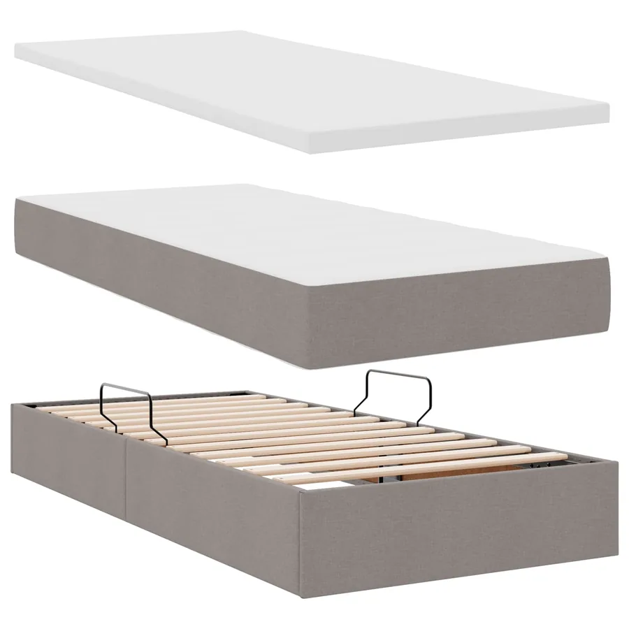 Lit de rangement LED avec matelas Taupe 90 x 200 cm Tissu - 9